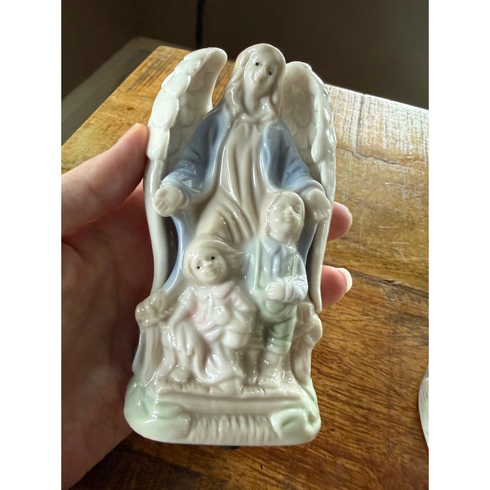 Guardian Angel Figurine Blue Excellent Vintage‎ Porcelain - Picture 5 of 6